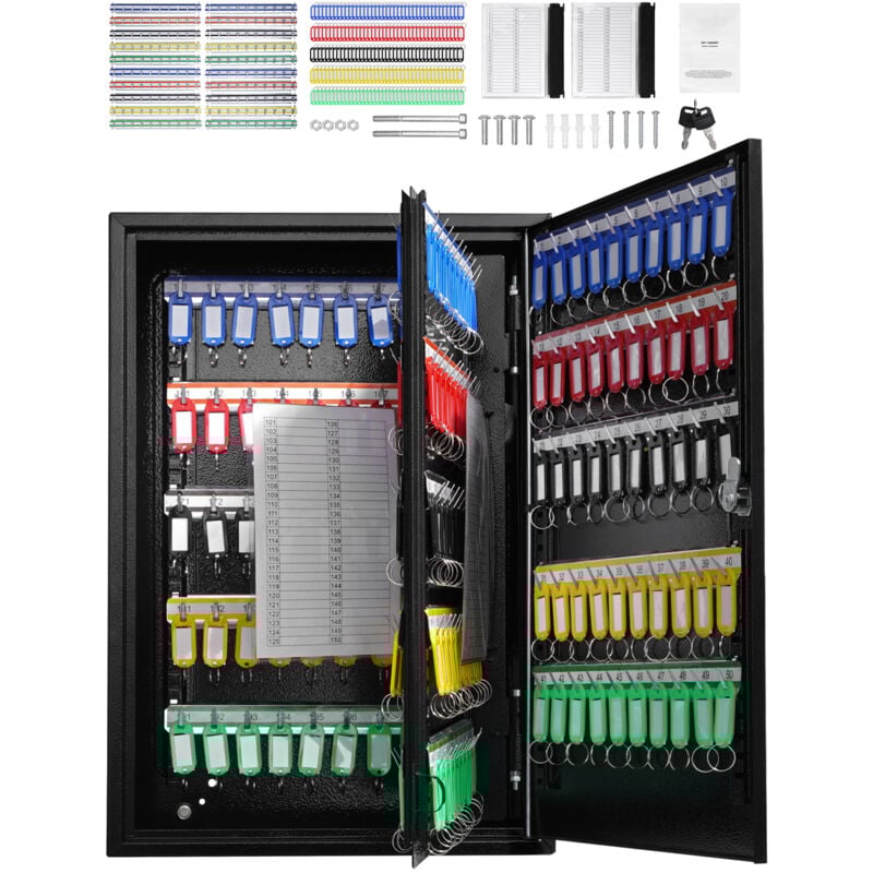foto del prodotto mophorn armadietto con 200 chiavi, cassetta di sicurezza regolabile per chiavi, organizer per chiavi in acciaio con 200 etichette colorate e 4