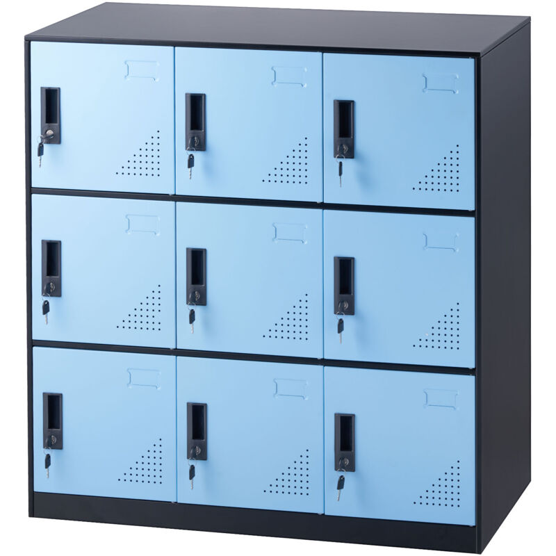 foto del prodotto mophorn armadietto metallico per dipendenti, armadietto nero a 9 sportelli con slot per schede. chiavi incluse. capacit di carico di 66 libbre.