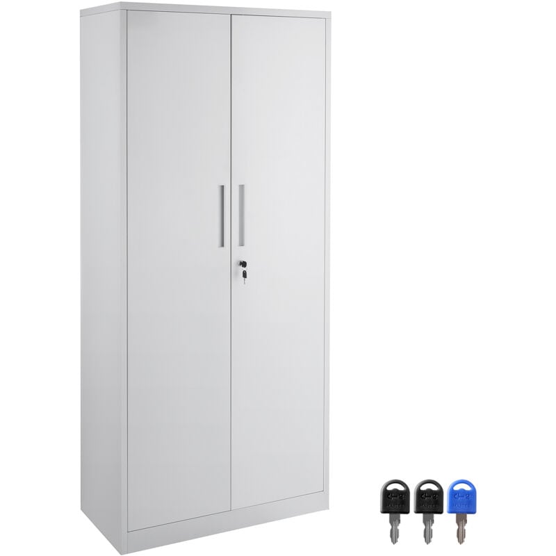 foto del prodotto mophorn armadio metallico. armadietto in acciaio bianco con chiusura a chiave, 2 porte magnetiche e 4 ripiani regolabili. 71 , capacit di 200