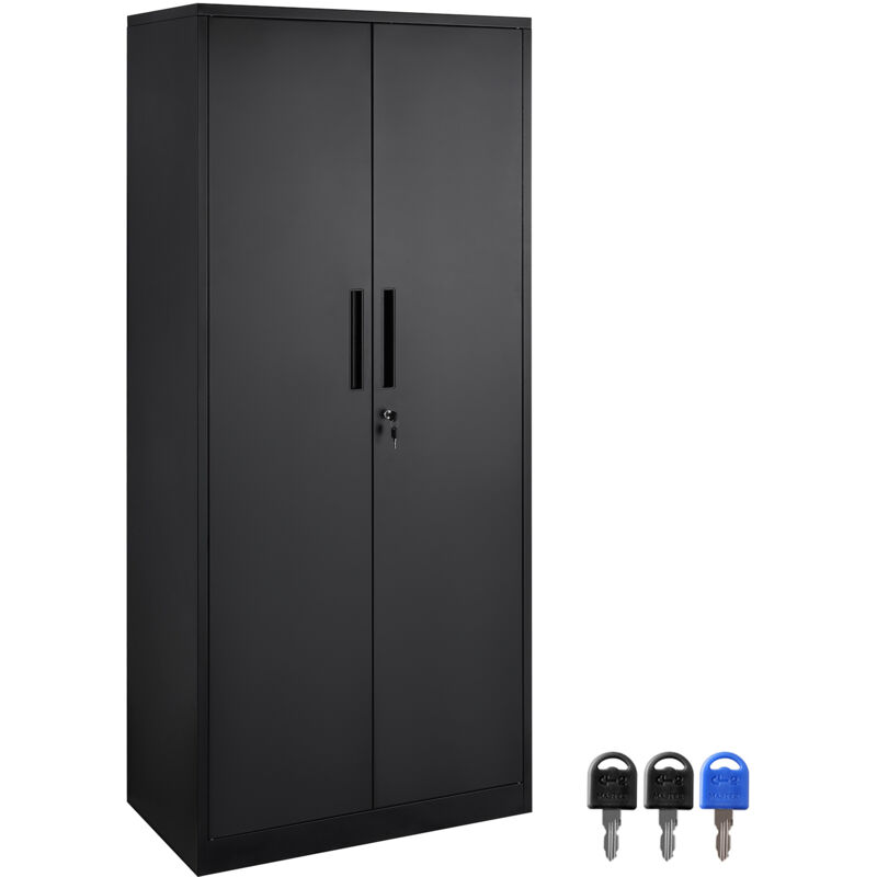 foto del prodotto mophorn armadio metallico. armadietto in acciaio nero con chiusura a chiave, 2 porte magnetiche e 4 ripiani regolabili. 71 , capacit di 200