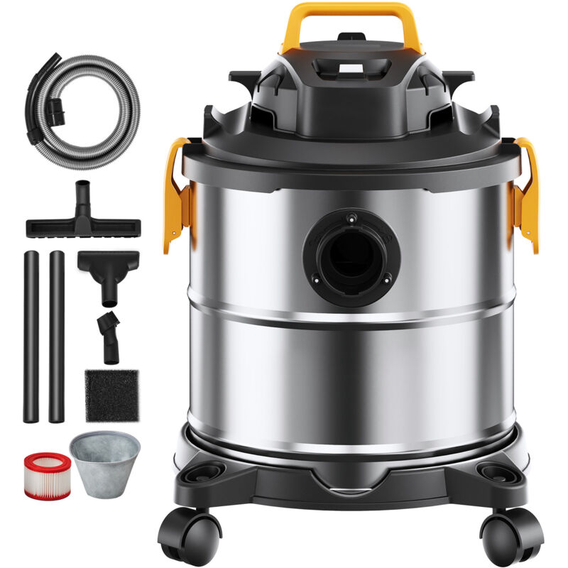 foto del prodotto mophorn aspiraliquidi da officina 20 l, aspiraliquidi portatile in acciaio inossidabile, 6 hp max, aspirazione efficiente con bocchetta, ruote, per