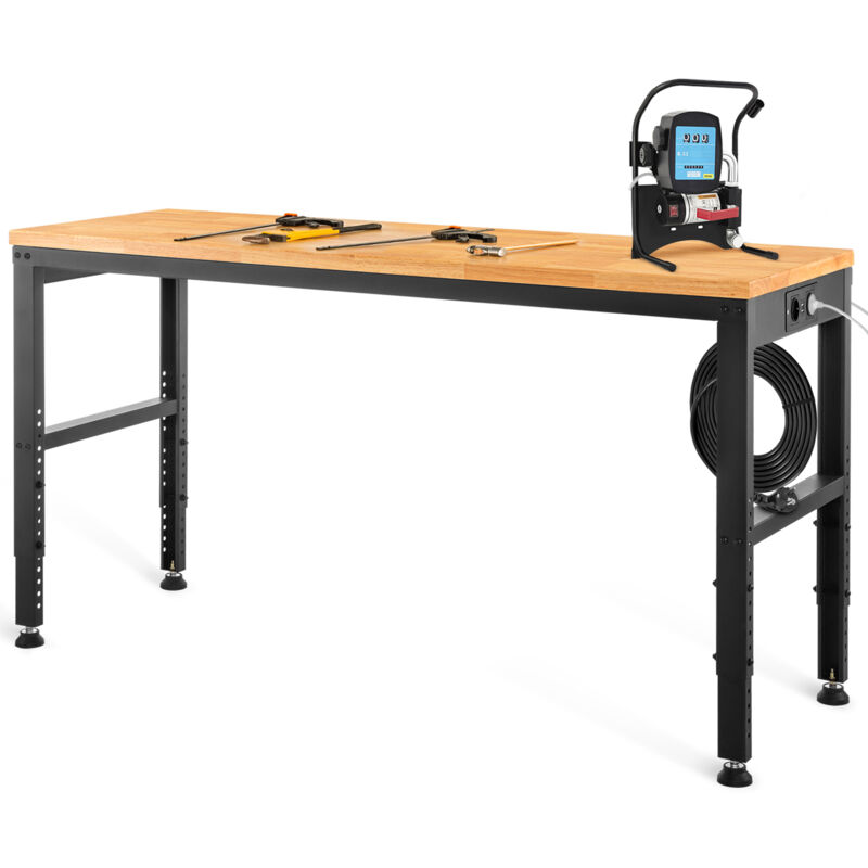 foto del prodotto mophorn banco da lavoro ad altezza regolabile, tavolo da garage da 183 x 64 cm, altezza da 72 a 97 cm, capacita di carico di 900 kg, prese di