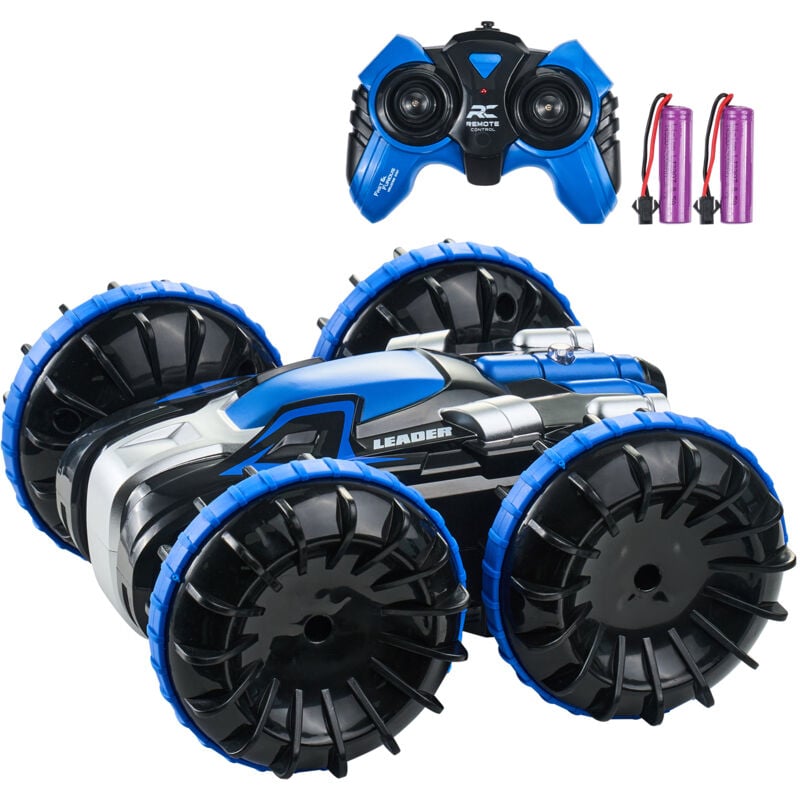 foto del prodotto mophorn barca telecomandata anfibia, 2.4ghz 12 km h, 4wd impermeabile rc giocattolo per bambini. rotazione a 360 stunt, 2 batterie, all terrain