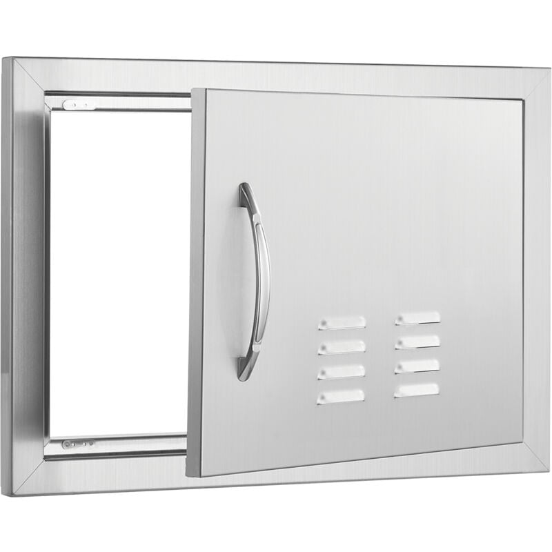 foto del prodotto mophorn bbq porta di accesso, 508x356 mm porta singola per cucina esterna. acciaio inossidabile a filo. parete verticale con maniglia e prese