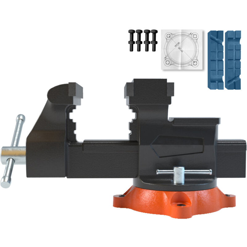 foto del prodotto mophorn bench vise larghezza ganasce 6,5, base di bloccaggio girevole a 360 gradi banco da lavoro multiuso con incudine, ferro duttile per