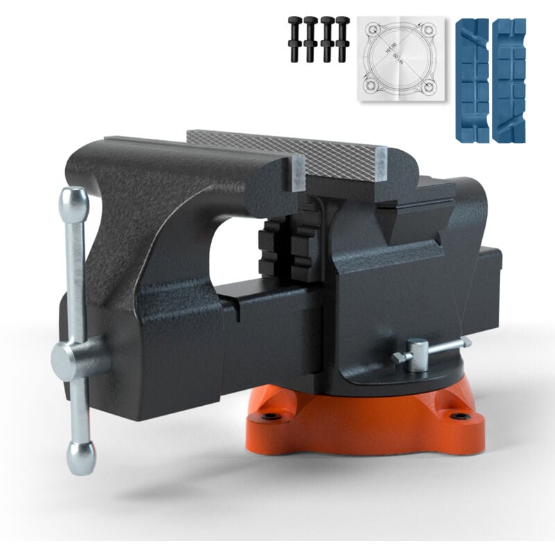 foto del prodotto mophorn bench vise, larghezza ganasce di 6 pollici, apertura ganasce di 5,9 pollici, base di bloccaggio girevole a 360 gradi, morsa multiuso con