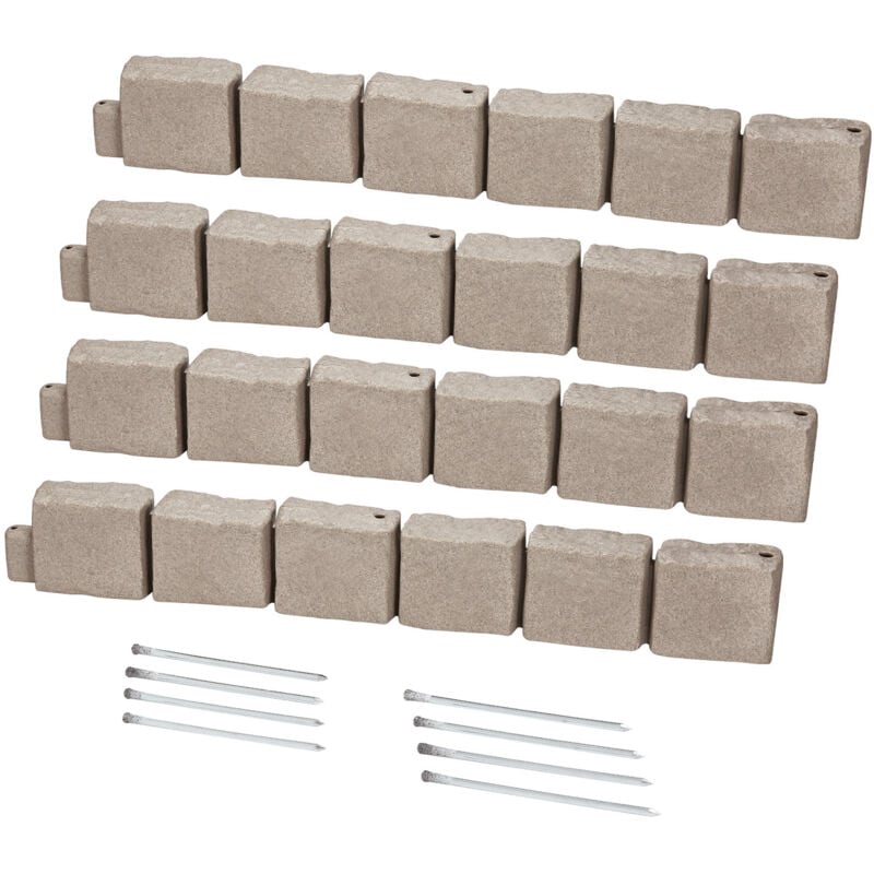 foto del prodotto mophorn bordatura per prato in finta pietra 1190 x 100 mm, resistente allo sbiadimento, con punte di ancoraggio, ideale per vialetti e passerelle,
