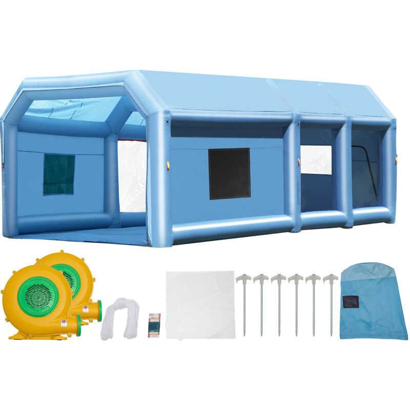 foto del prodotto mophorn cabina di verniciatura gonfiabile 26,2x14,8x9,8 piedi, soffianti 950 w 750 w, per camion e altro