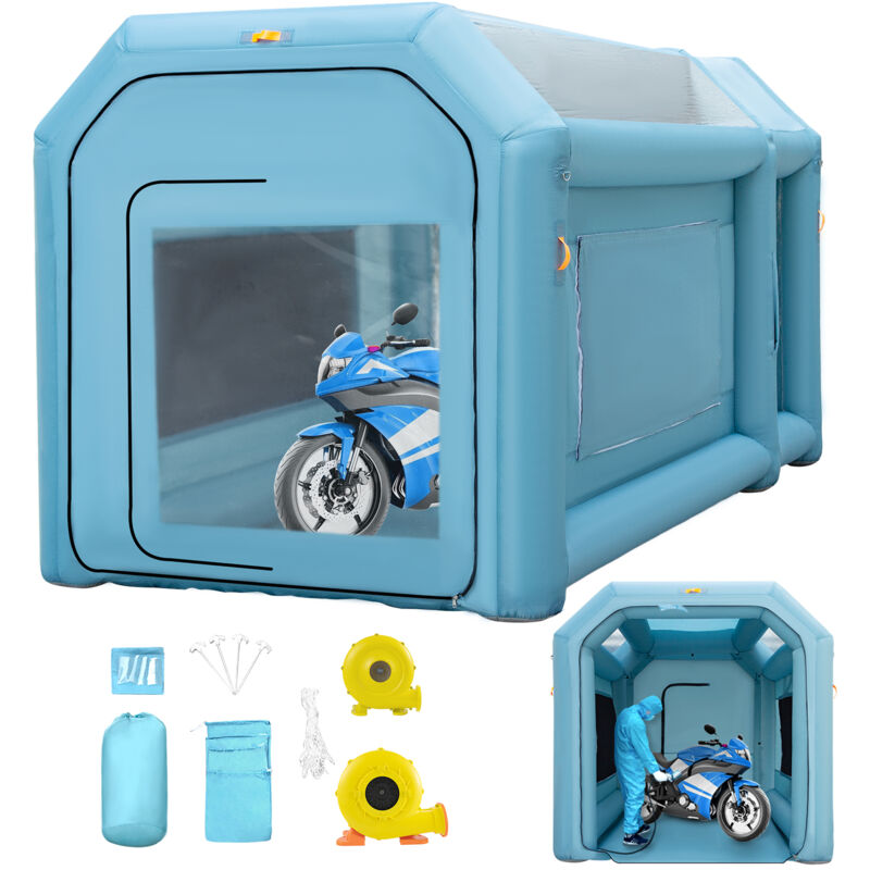 foto del prodotto mophorn cabina di verniciatura gonfiabile portatile 13 x 8 x 8 piedi, tenda di verniciatura per auto con sistema di filtraggio dellaria e 2