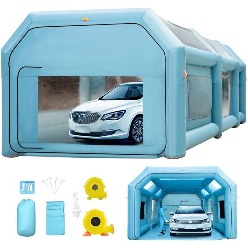 foto del prodotto mophorn cabina di verniciatura gonfiabile portatile 26x15x10ft cabina di verniciatura per auto con sistema di filtro dellaria e 2 ventilatori