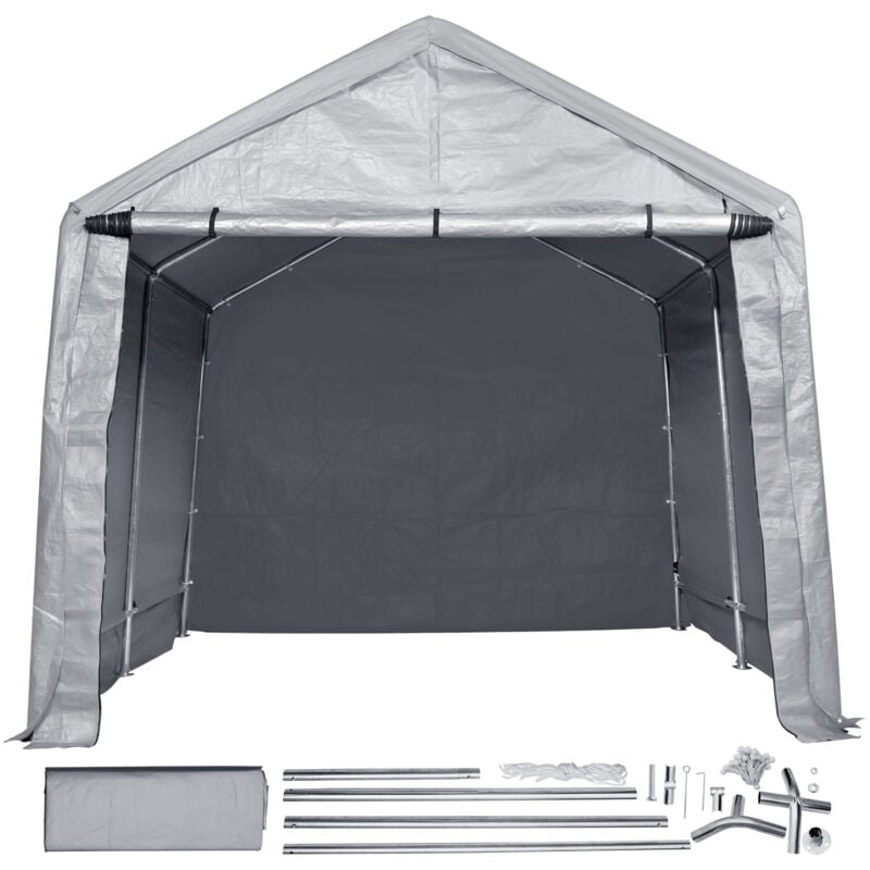 foto del prodotto mophorn capannone di stoccaggio portatile allaperto, tettoia garage cortile giardino 243,8x426,7x231,6cm con porta a cerniera avvolgibile finestre