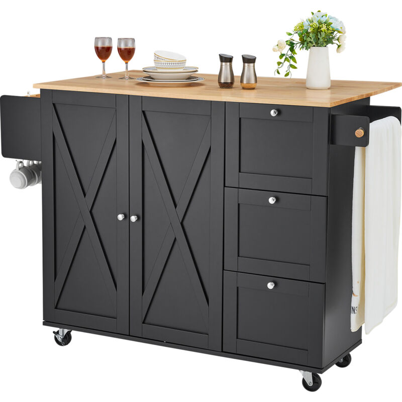 foto del prodotto mophorn carrello da cucina, carrelli mobili, piano ribaltabile in legno 1150 mm con mobiletto portaoggetti, tavolo con rotelle, porta spezie e