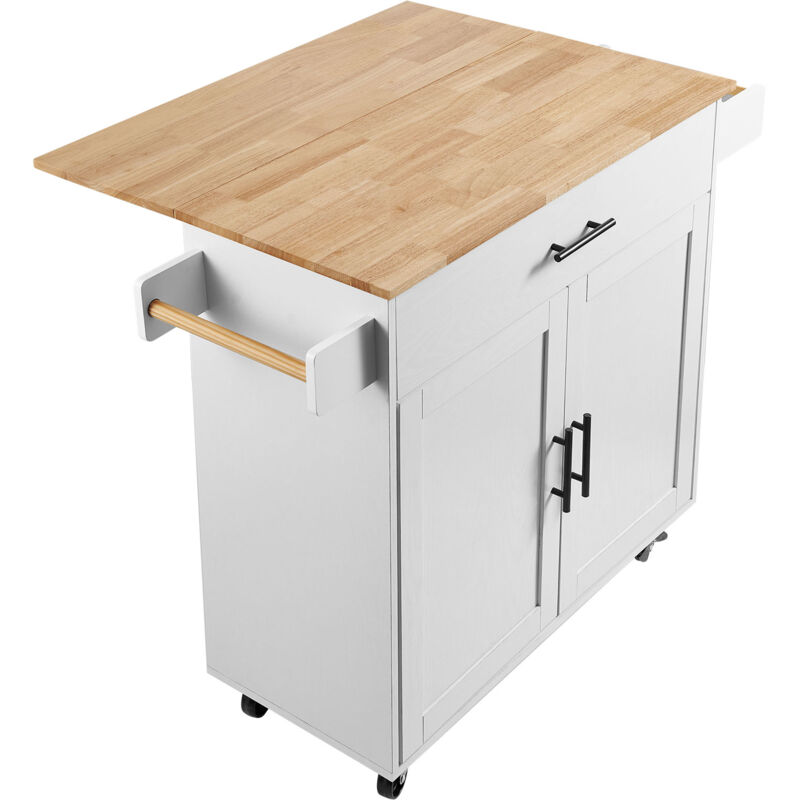 foto del prodotto mophorn carrello da cucina, larghezza 35,4, piano in legno massello, tavolo portaoggetti mobile con mobiletto, porta spezie, porta asciugamani,