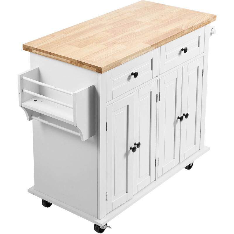 foto del prodotto mophorn carrello da cucina, larghezza 35,4 , piano in legno massello, tavolo portaoggetti mobile con mobiletto, porta spezie, porta asciugamani,