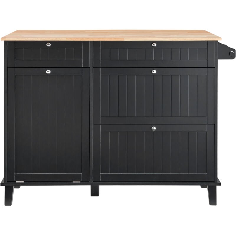 foto del prodotto mophorn carrello da cucina, tavolo da colazione in legno 1280 mm con mobiletto per la spazzatura, contenitore 37,85 l tavolo da pranzo in stile