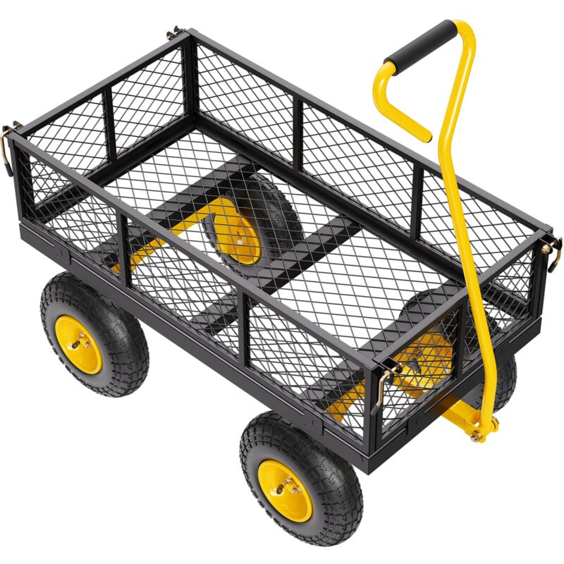foto del prodotto mophorn carrello da giardino in acciaio da 500 libbre, carro per impieghi gravosi con pneumatici da 10 per tutti i terreni, lati in rete