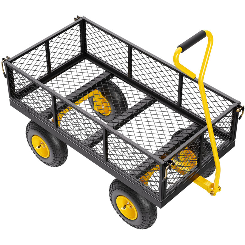 foto del prodotto mophorn carrello da giardino in acciaio per impieghi gravosi da 900 libbre, carro da esterno con pneumatici da 10 , lati in rete rimovibili,