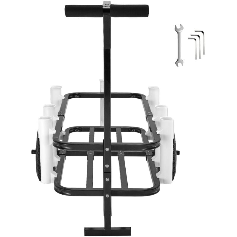 foto del prodotto mophorn carrello da pesca da spiaggia capacita di carico 90,71kg, carrello con 7 porta canne da pesca ruote in pu gonfiabili, carrello da pesca in