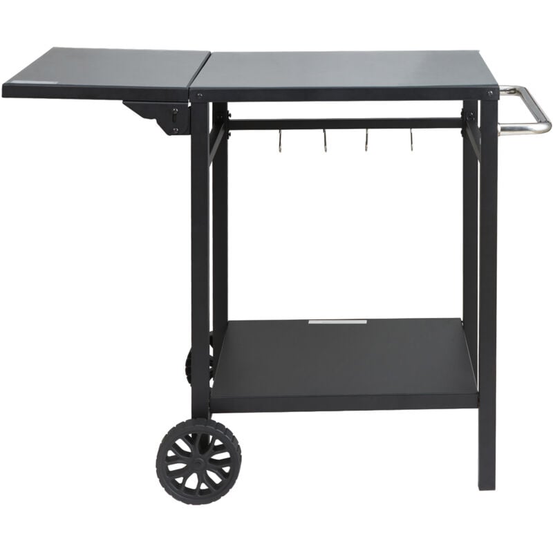 foto del prodotto mophorn carrello da pranzo per griglia da esterno, tavolo da preparazione per barbecue a 2 ripiani, piano in ferro pieghevole, carrello modulare