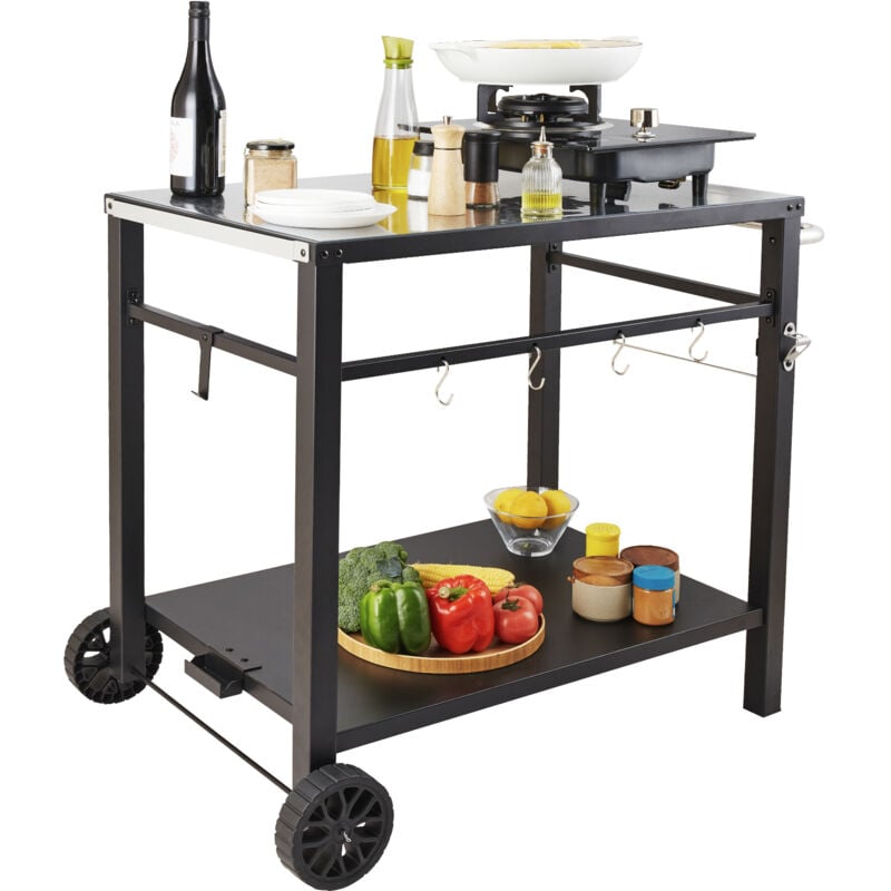 foto del prodotto mophorn carrello da pranzo per grigliate all aperto, carrello per barbecue a due ripiani, carrello per preparazione di cibo mobile, carrello per