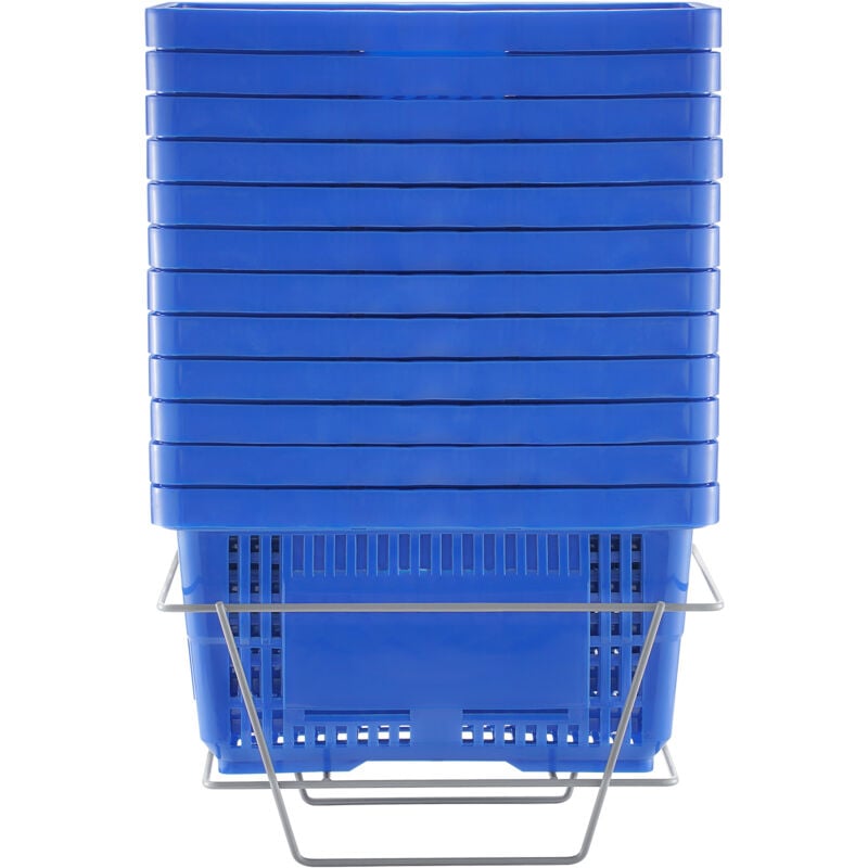 foto del prodotto mophorn carrello della spesa in blu, un set da 12 pezzi, la scelta eccellente per la spesa. questi cestini per la spesa in plastica resistente da