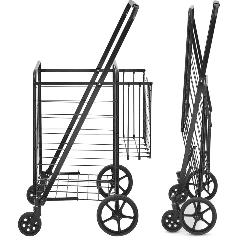 foto del prodotto mophorn carrello della spesa pieghevole, carrello della spesa jumbo con doppi cestini, ruote girevoli a 360 , carrello multiuso per impieghi gravosi,