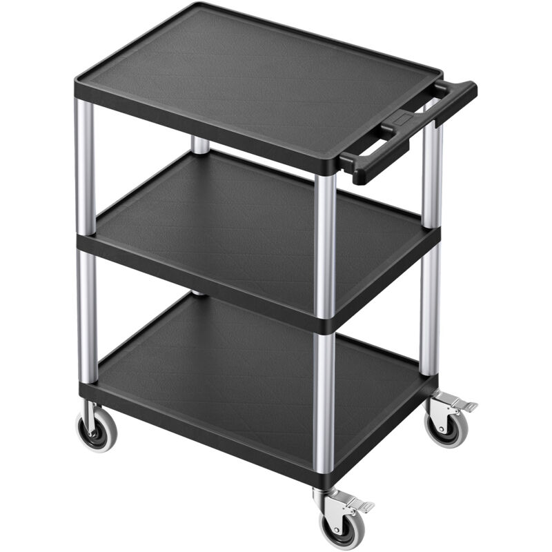 foto del prodotto mophorn carrello multiuso, capacit di carico di 300 libbre, carrello di servizio da 27,6 x 18,1 pollici, tre ripiani in plastica resistente con