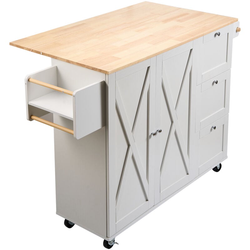 foto del prodotto mophorn carrello per isola da cucina 45,3 mobiletto portaoggetti con ripiano in legno massello con portaspezie, portasciugamani, ribaltina e