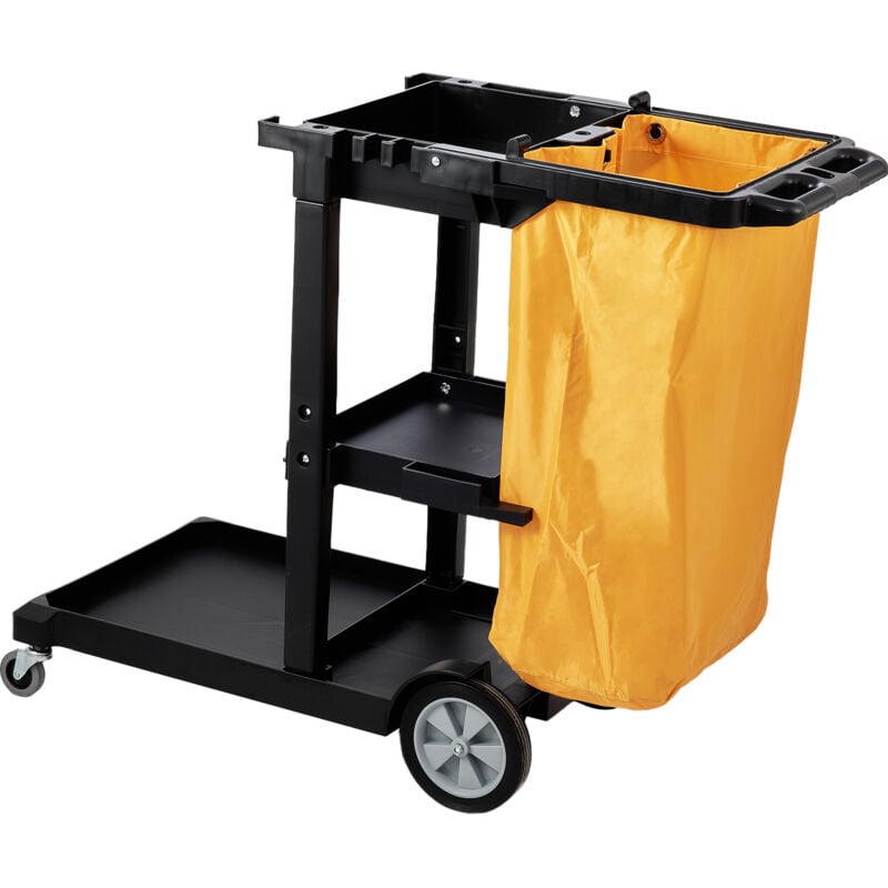 foto del prodotto mophorn carrello per la pulizia, carrello per pulizie commerciale a 3 ripiani,carrello per pulizie in plastica con capacita di 200 libbre con sacco
