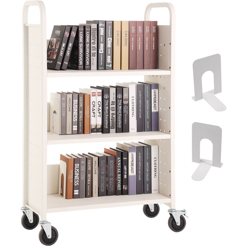 foto del prodotto mophorn carrello per libri,capacit 330 libbre,carrello per biblioteca con ruote 31,1 x15,2 x49,2 ,ripiani a l monofacciali con ruote bloccabili da