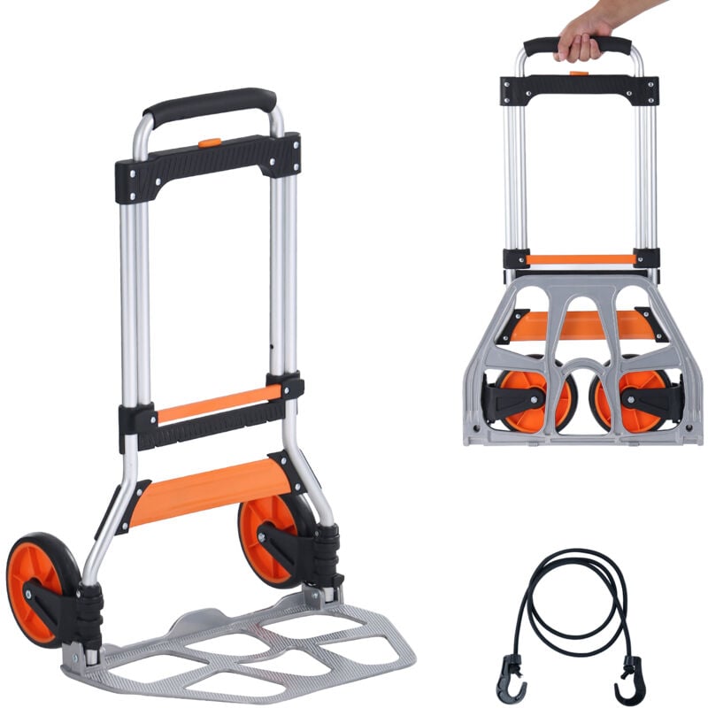 foto del prodotto mophorn carrello pieghevole, capacit 220 libbre, carrello portatile in alluminio, carrello convertibile con maniglia telescopica, ruote pp tpr