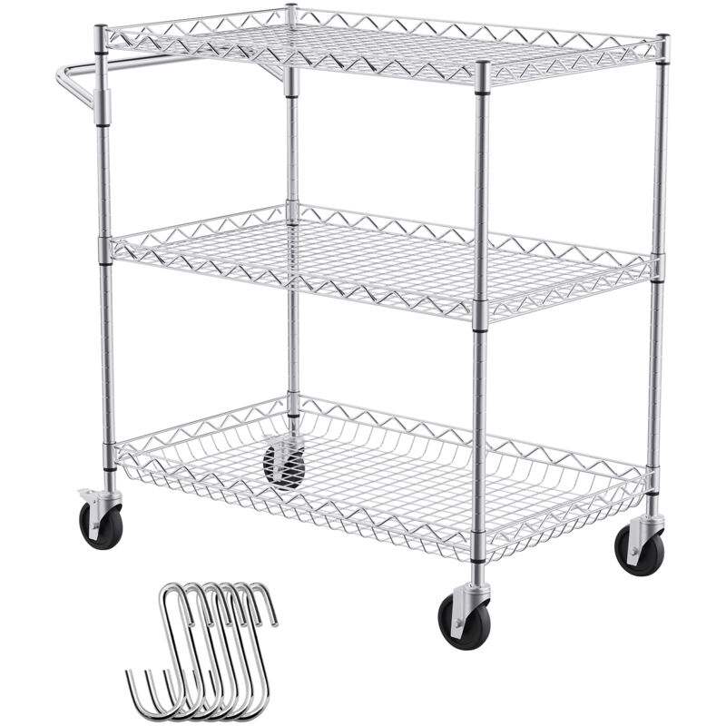 foto del prodotto mophorn carrello portaoggetti da cucina,3 ripiani, carrello con rotelle in filo metallico con capacit di 661 libbre,carrello portaoggetti in