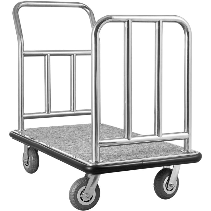 foto del prodotto mophorn carrello portavaligie per hotel, capacit di carico 340 kg, struttura con telaio rimovibile, superficie in moquette grigia e ruote in gomma