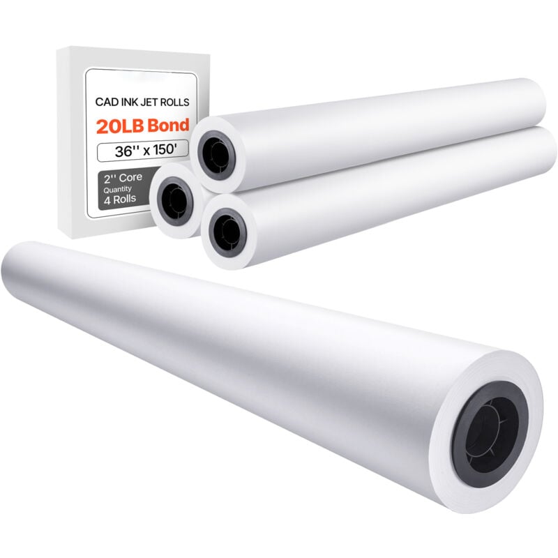 foto del prodotto mophorn carta formato grande 36 in x 150 ft 4 rotoli carta cad bond 20 lb 2 in nucleo per disegni cad piani di ingegneria mappe gis progetti