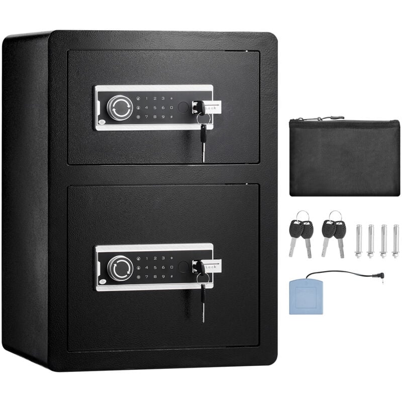 foto del prodotto mophorn cassaforte a doppia anta da 99,1 l con serratura a chiave e password, cassaforte con borsa ignifuga, portachiavi, luce led, 2 divisori