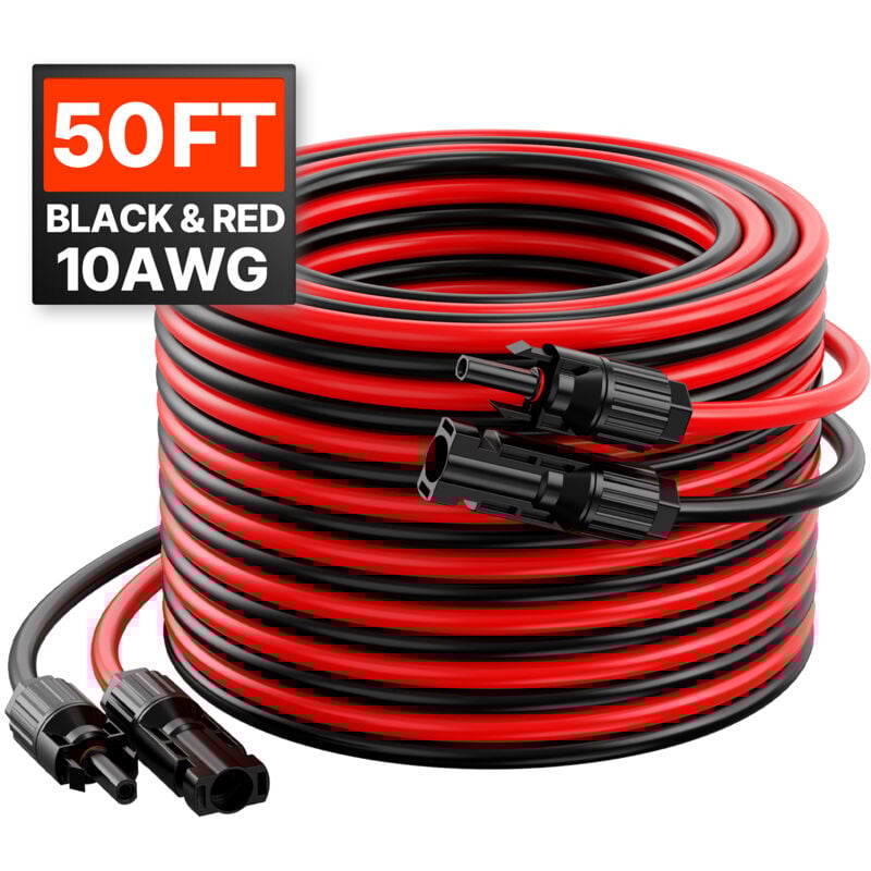 foto del prodotto mophorn cavo di prolunga per pannello solare 15,24 m, cavo 10 awg per pannello fotovoltaico impermeabile ip67 40 105 in rame stagnato per uso