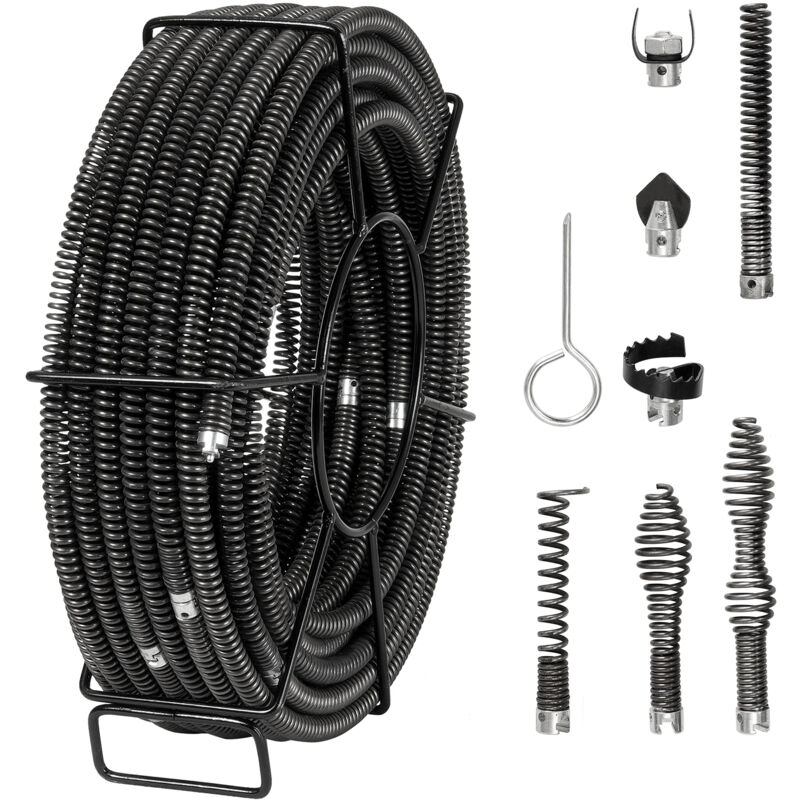 foto del prodotto mophorn cavo per la pulizia degli scarichi 100 ft x 5 8 pollici, trivella sezionale professionale con 7 frese per tubi da 0,8 a 3,9 , pulitore per