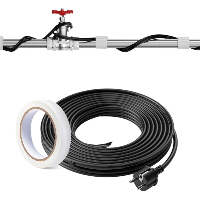 foto del prodotto mophorn cavo riscaldante autoregolante per tubi, lunghezza 3,7 m, potenza 16,4 w m, con termostato integrato, protegge tubi in pvc, metallo e