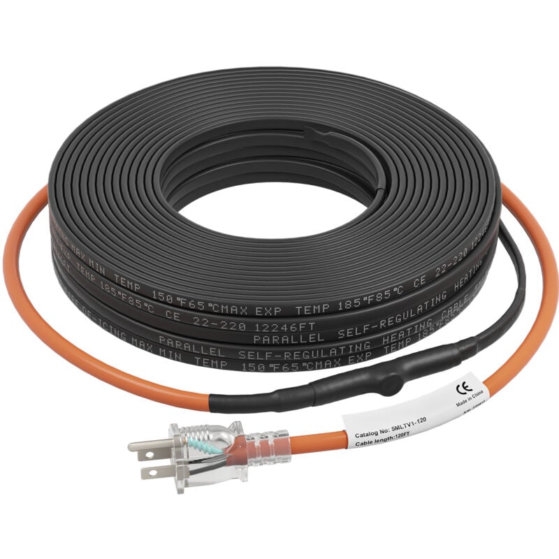 foto del prodotto mophorn cavo riscaldante autoregolante per tubi, lunghezza 36,6 m, 16,4 w m, con termostato integrato, per protezione di tubi in pvc e metallo dal