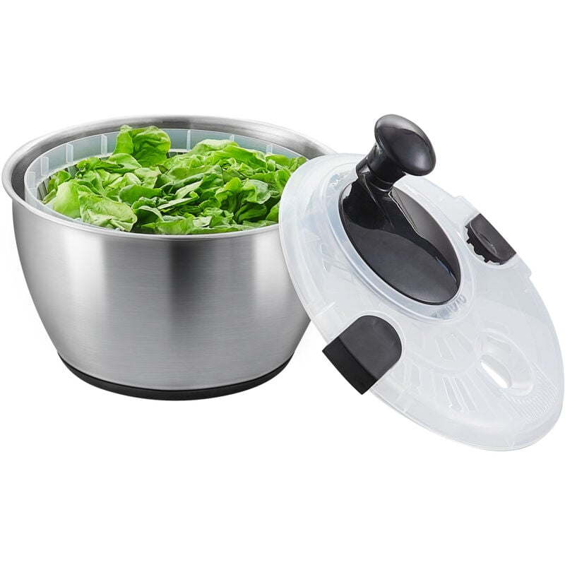 foto del prodotto mophorn centrifuga per pulizia insalata in acciaio inox 4,5l, lavatrice per verdura frutte, asciugatrice manuale con coperchio per verdure, erbe,