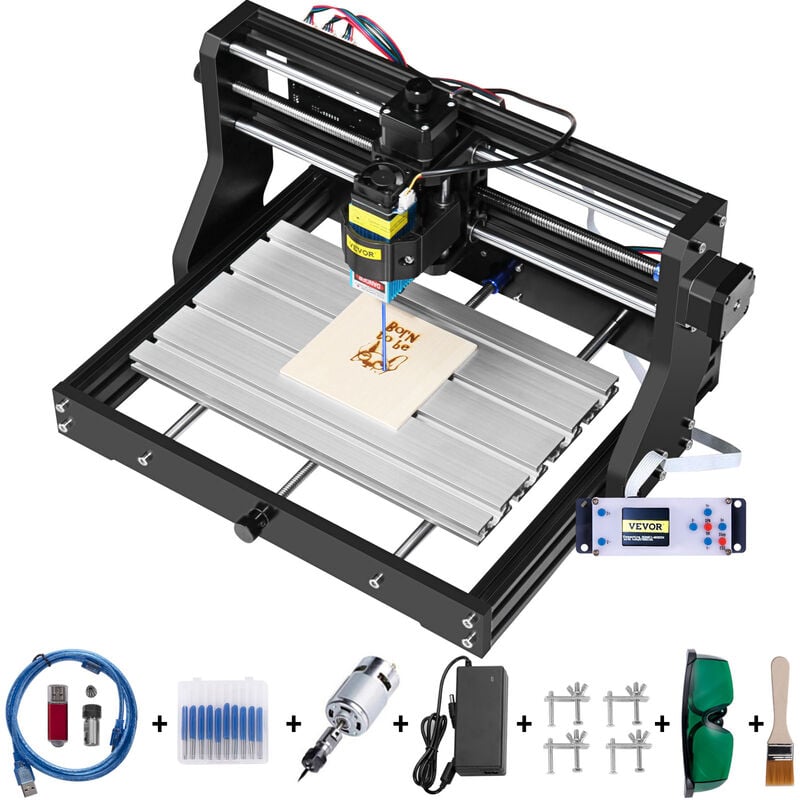 foto del prodotto mophorn cnc 3018 pro 500mw 300 180 45mm mini laser engraver grbl control con controller offline, 3 assi per intaglio, fresatura di plastica,