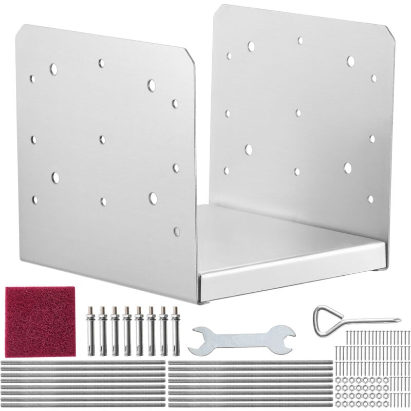 foto del prodotto mophorn confezione di supporti 4 pezzi per pali in legno 8x8 pollici 203x203mm,set di base per pali interni in acciaio a carbonio per ancoraggio