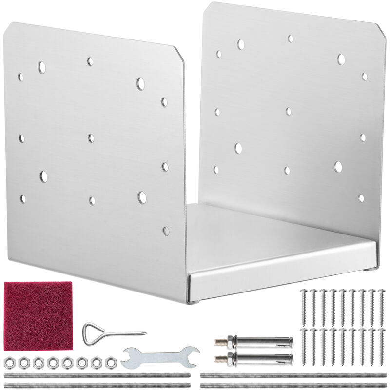 foto del prodotto mophorn confezione di supporti per pali in legno ca. 8x8 pollici 203x203mm, set di base per pali interni in acciaio inox per ancoraggio pali in