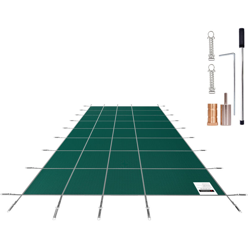 foto del prodotto mophorn copertura di sicurezza per piscina, adatta per piscine interrate rettangolari da 16x32 piedi, copertura solida in rete con fori di