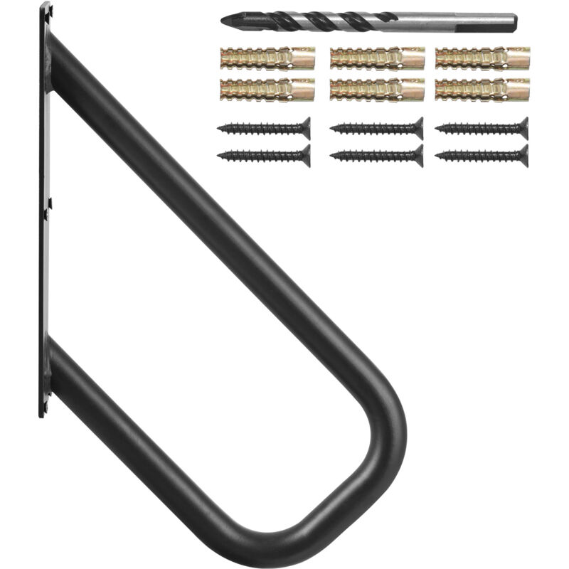 foto del prodotto mophorn corrimano per gradini esterni, lunghezza 480mm ringhiere di sicurezza da parete con tubo 33,02 mm per 1 2 gradini, finitura nera opaca, per