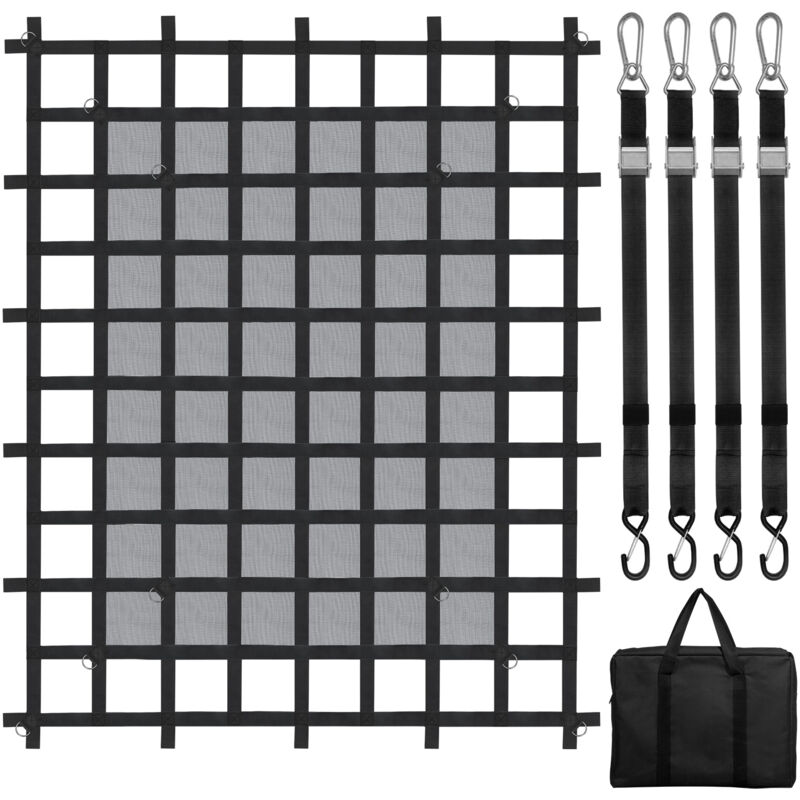 foto del prodotto mophorn costo netto, 72 in x 57 in, rete per cassone di camion resistente, con 4 cinghie regolabili, moschettoni e ganci a s, per pick up, jeep, suv,