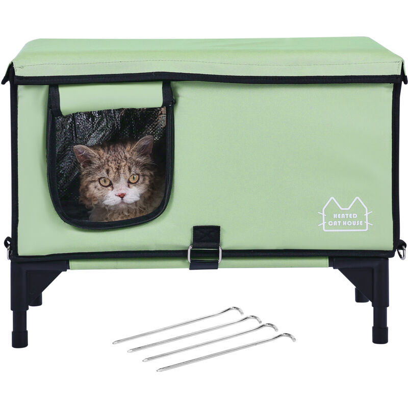 foto del prodotto mophorn cuccia per gatti riscaldata e rialzata, rifugio cubico per gatti con temperatura e timer regolabili, tessuto oxford 900d pieghevole,