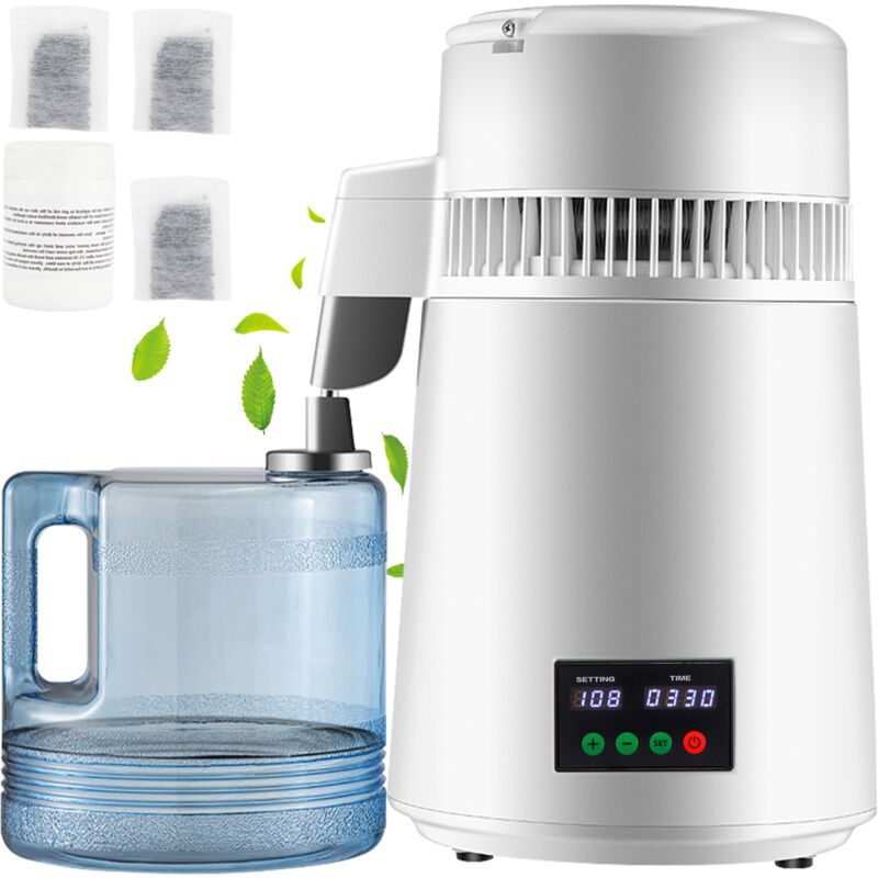 foto del prodotto mophorn distillatore d acqua 4l, produttore 1l h, display di temporizzazione e temperatura, bianco