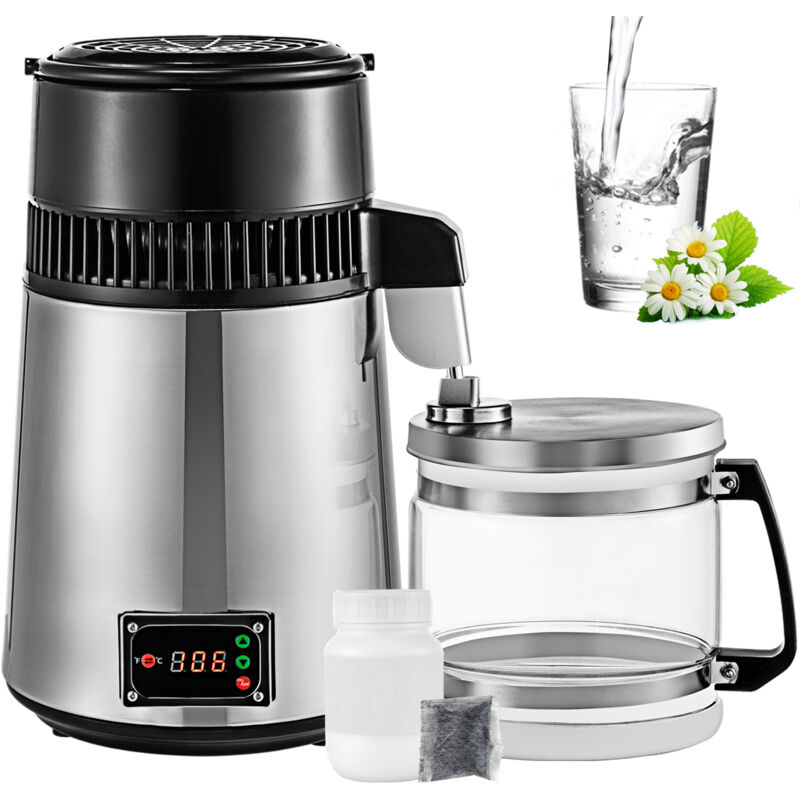 foto del prodotto mophorn distillatore d acqua 750w, temperatura regolabile da 4l, interno in acciaio inossidabile, kit per la produzione di vino e birra, per uso