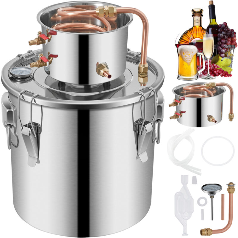 foto del prodotto mophorn distillatore moonshine in acciaio inossidabile da 8,5 gal, kit per birra fatta in casa con tubo in rame da 38 litri, con termometro